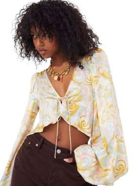 For Love And Lemons Marcia Crop Top Blouse Size XS